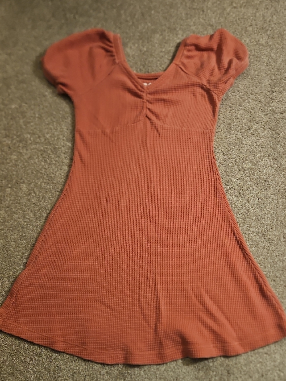 SO Girls' Casual Waffle Knit Dress in Rust